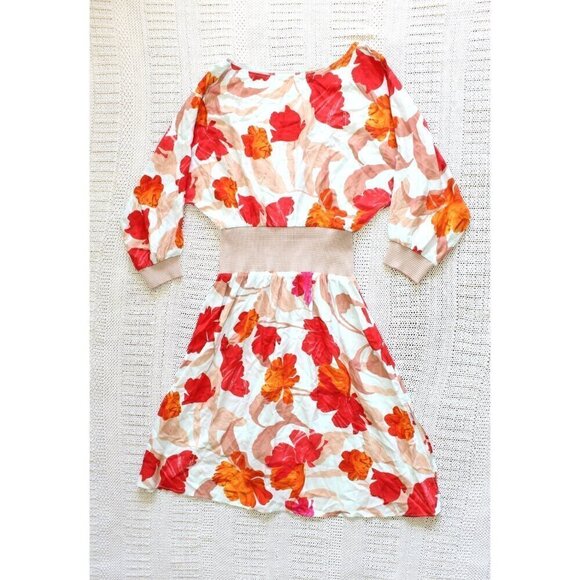 Anthropologie Maeve Gemma Floral Midi Dress M Greek goddess Waisted Silhouette - Picture 6 of 11